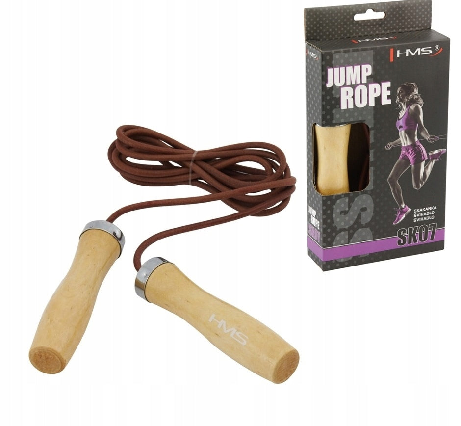 JUMP ROPE LEATHER+ WOODEN HANDLE SK07 HMS
