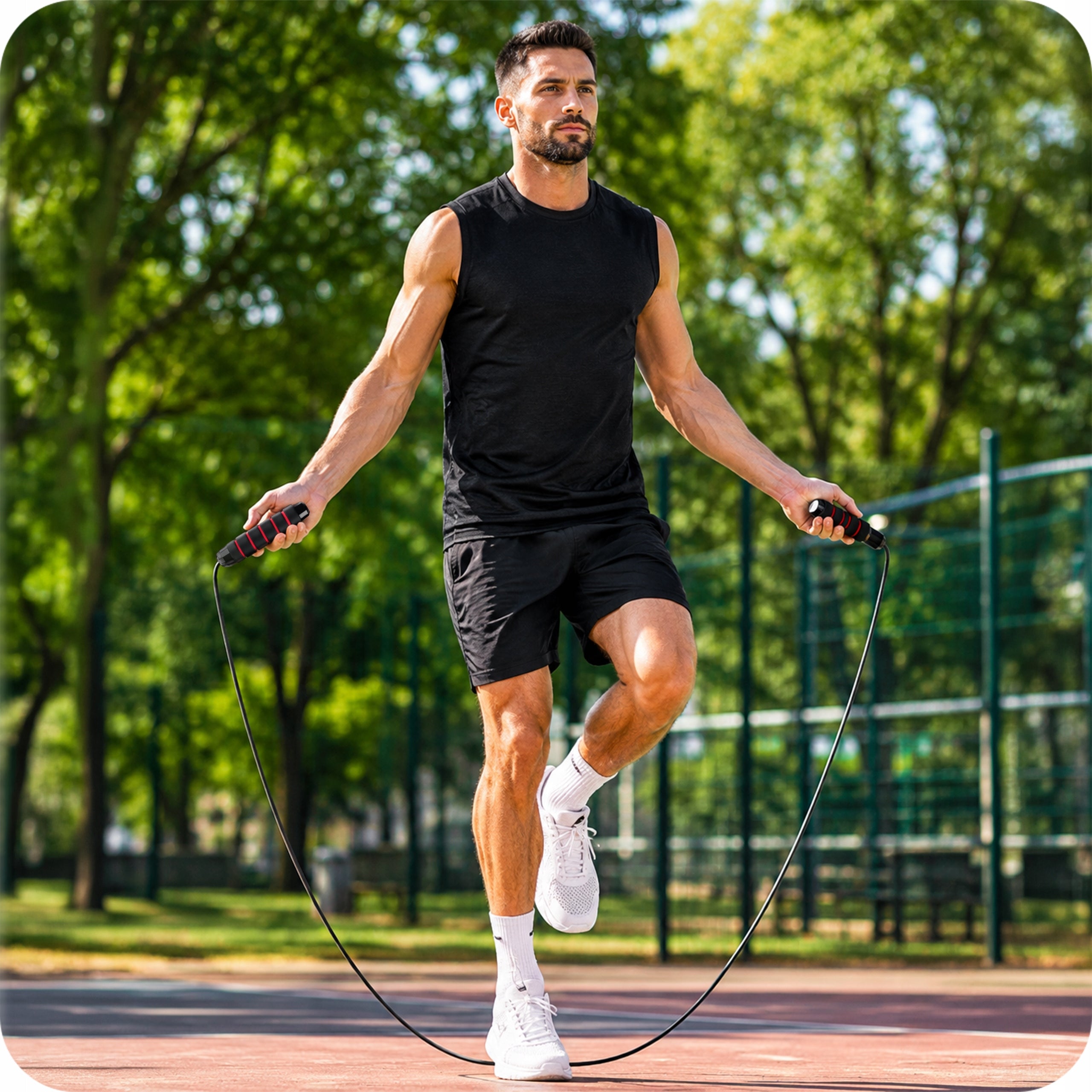 JUMP ROPE PROFESSIONAL BOXING WITH BEARINGS ADJUSTABLE FITNESS TRAINING Model SKAKANKA Z ŁOŻYSKAMI 280CM REGULOWANA CZARNA