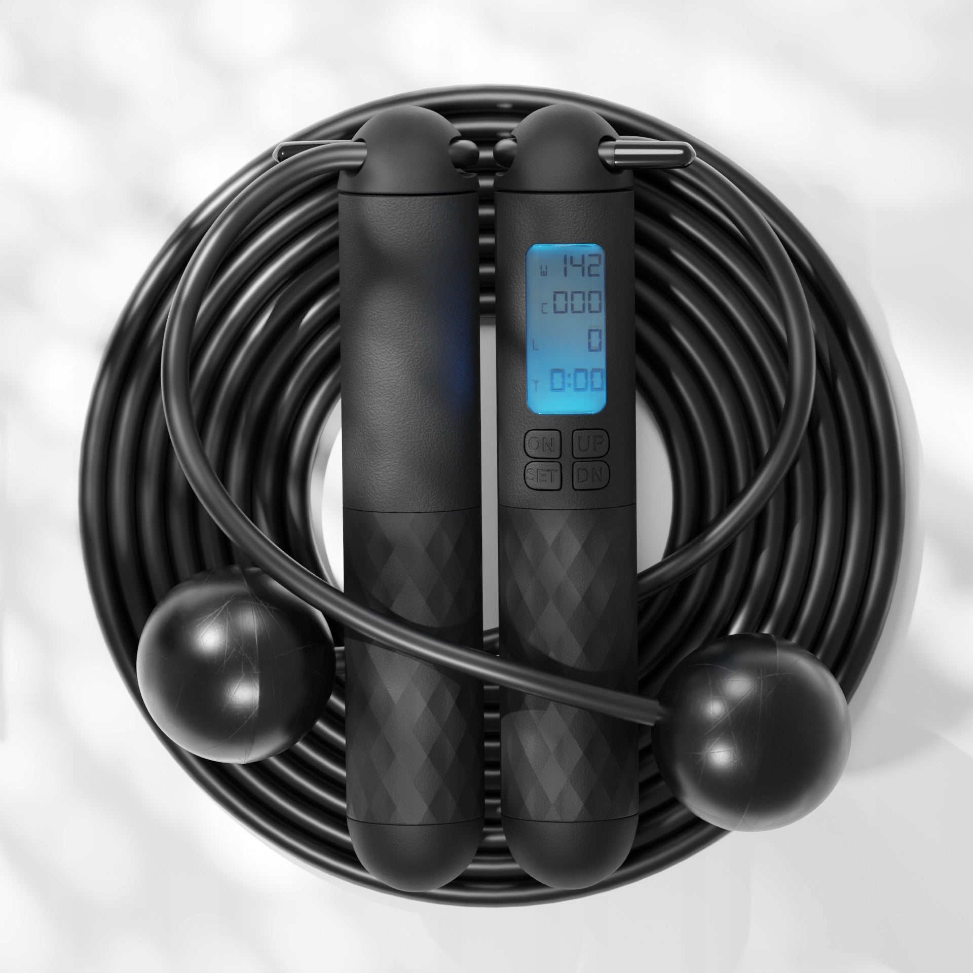 JUMP ROPE WITH BALLS LOAD COUNTER LCD LED ADJUSTMENT 280CM CROSSFIT FIT EAN (GTIN) 5906792470821