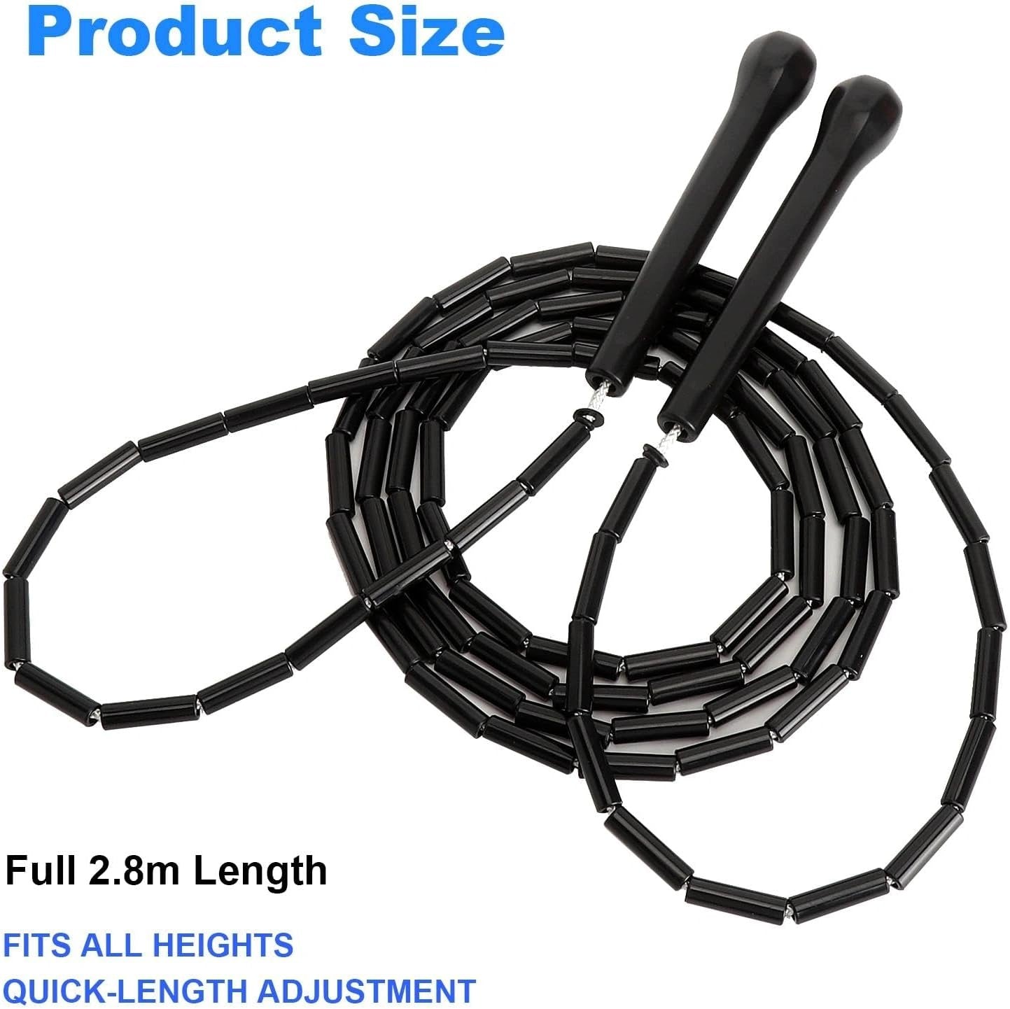 JUMP ROPE WITH BEADS 2,8 m ADJUSTABLE FITNESS CARDIO TRAINING SPORT Brand no brand