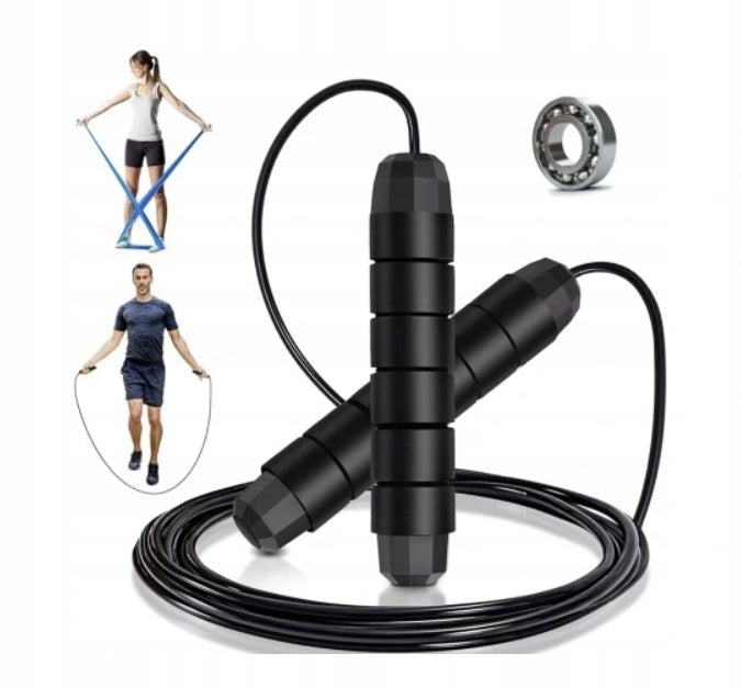 JUMP ROPE WITH BEARINGS CROSSFIT FITNESS BOXING ADJUSTABLE 3 M BLACK Packaging status original