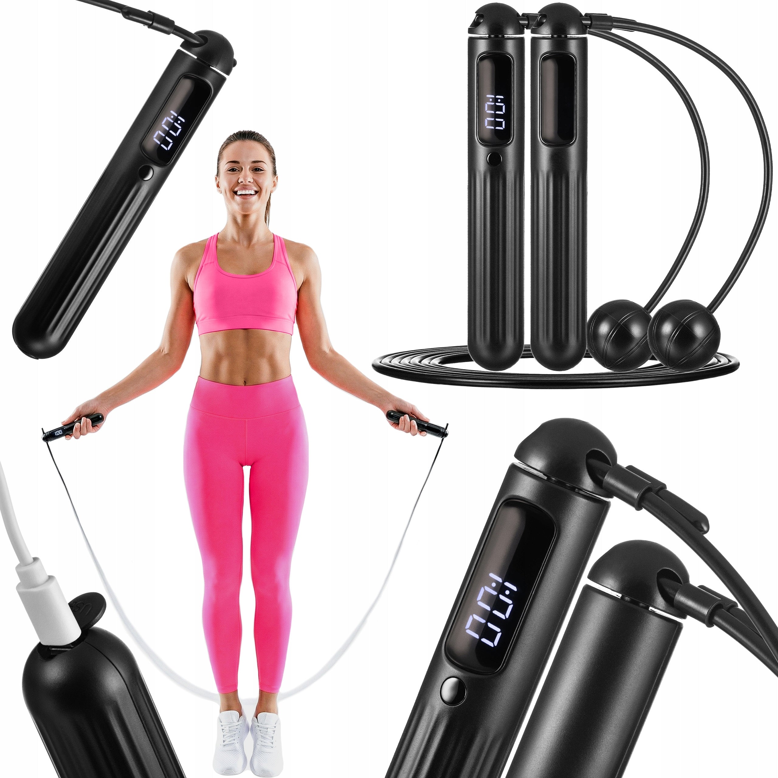 JUMP ROPE WITH LOAD COUNTER WITH CORDS WITHOUT CORDS 2IN1 CROSSFIT FITNESS
