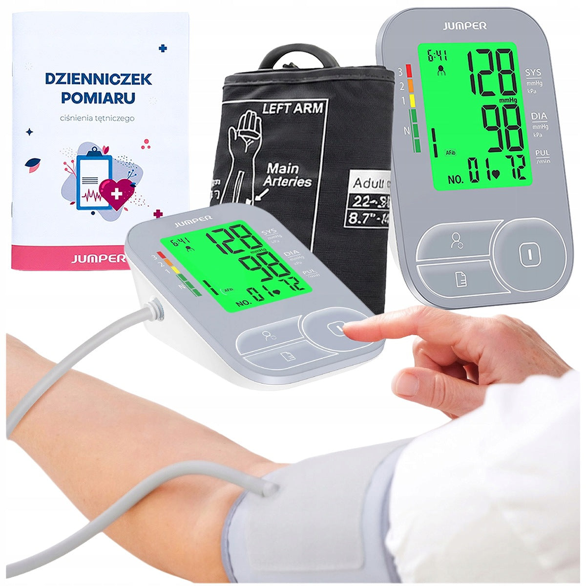 JUMPER JPD-HA200C Medical Shoulder Blood Pressure Monitor + MEASUREMENT DIARY