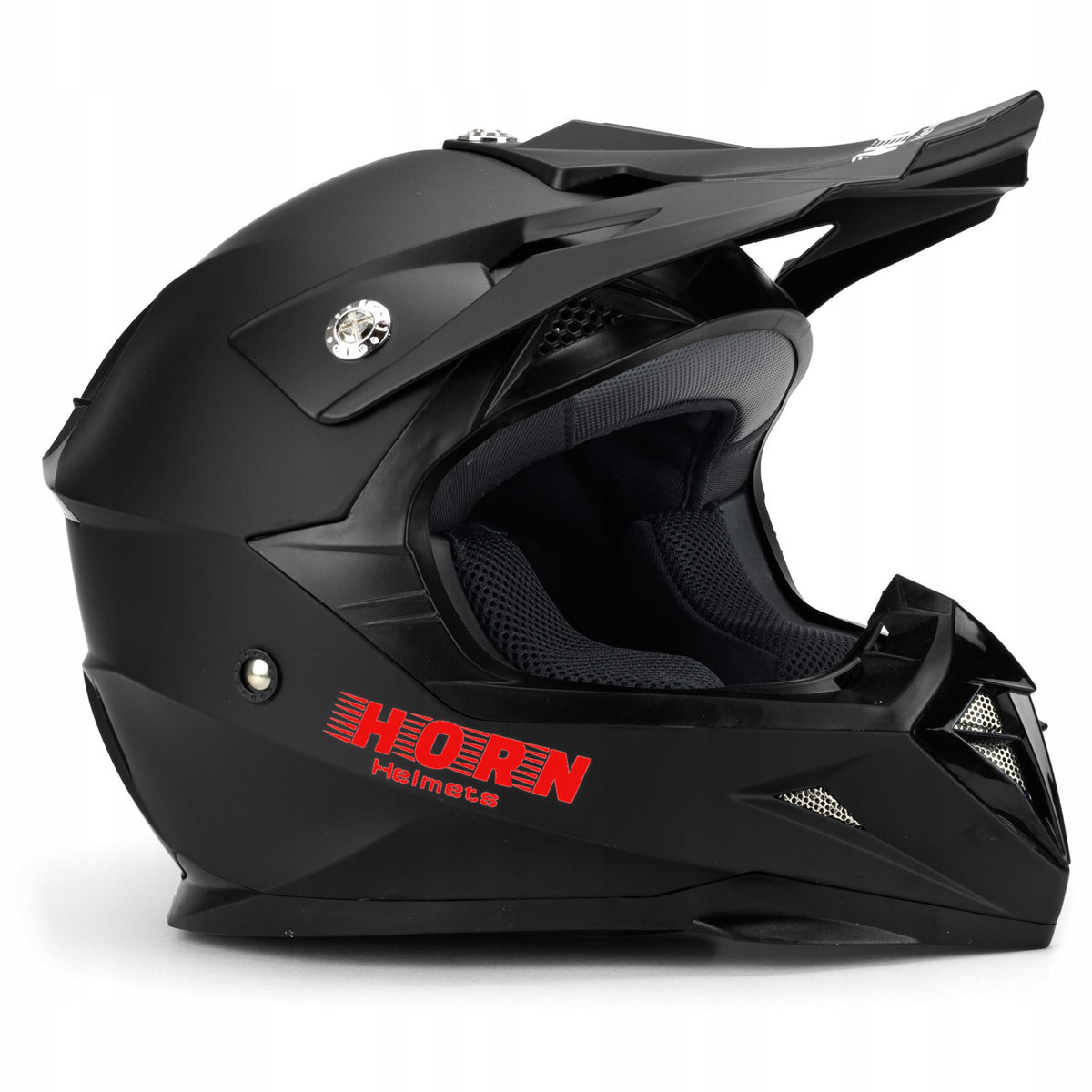 JUNIOR MOTORCYCLE HELMET CROSS HORN MAT RED QUAD FOR INTERCOM + GOGGLES XS EAN (GTIN) 5905137232964