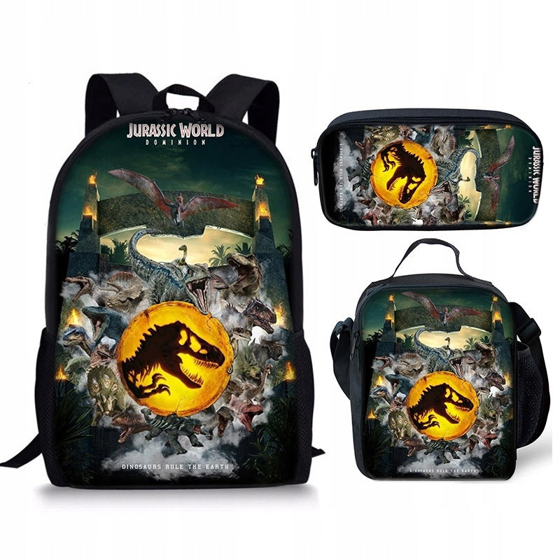 JURASSIC PARK WORLD SCHOOL BACKPACK SET A4 PENCIL CASE BAG high quality Packaging status original