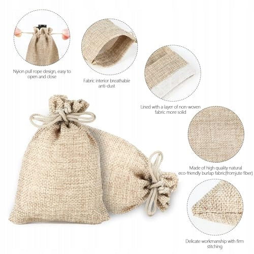 JUTE GIFT BAGS VINTAGE SET OF 25 PIECES FOR GIFT WEDDING FOR BIRTHDAY Manufacturer code Bez marki