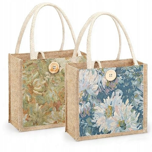 JUTE SHOPPING BAG REUSABLE FOR WOMEN 2 PIECES GIFT