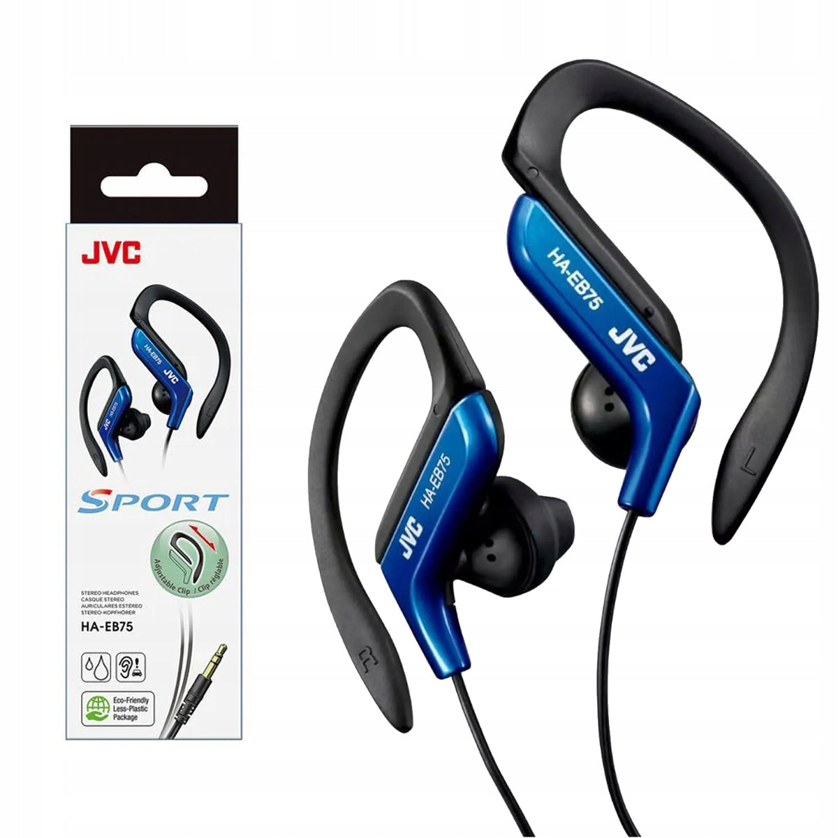JVC HA-EB75 SPORTS HEADPHONES WITH EAR HOOK BLUE