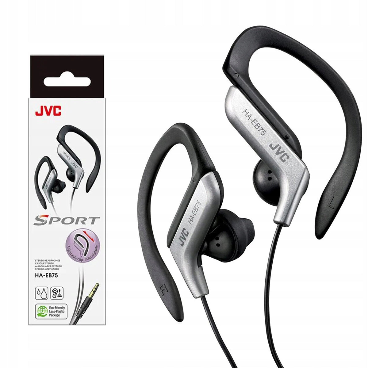 JVC HA-EB75 SPORTS HEADPHONES WITH EAR HOOK SILVER