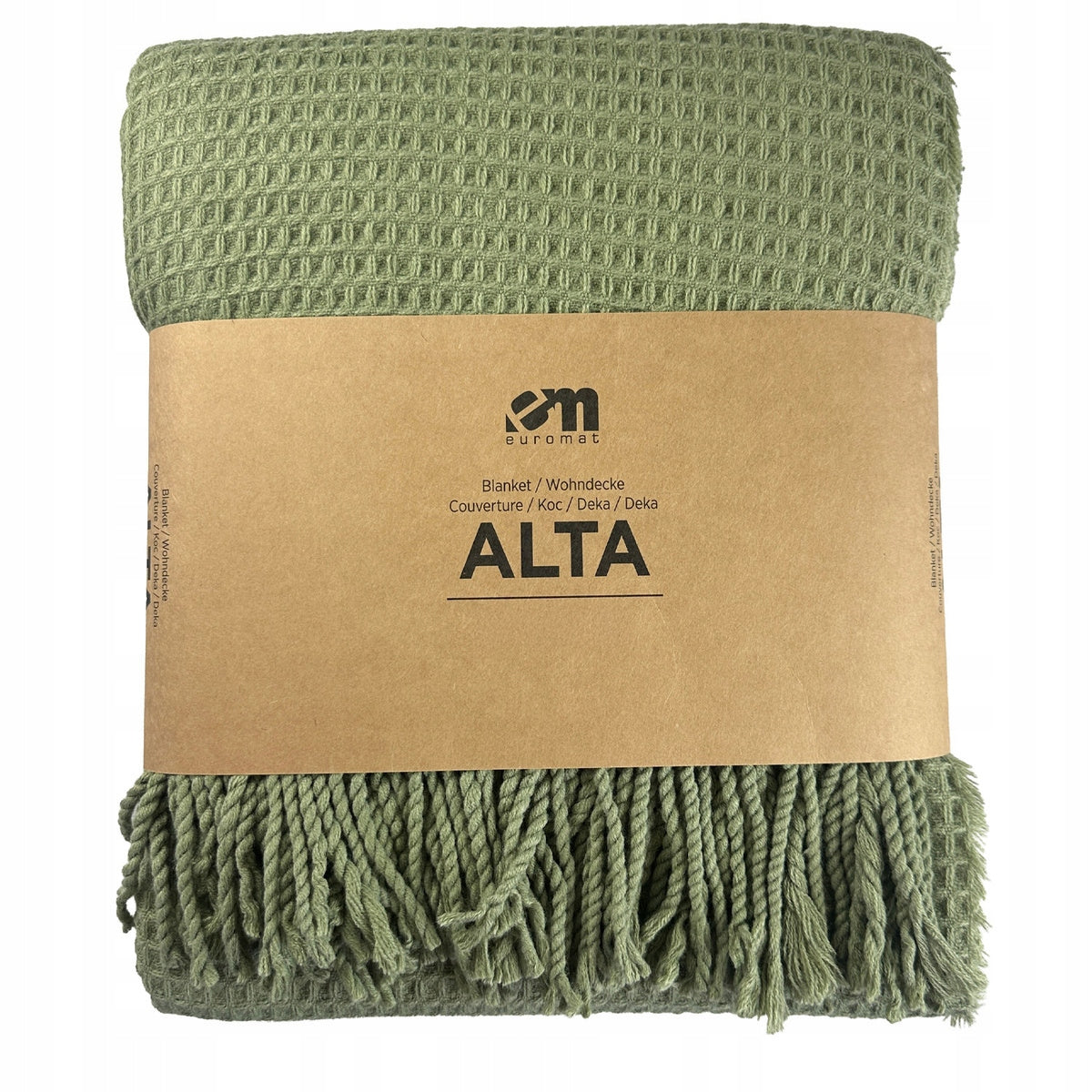 Jacquard Blanket with Tassels Pled Alta Structure Wafer Green 150x200 cm