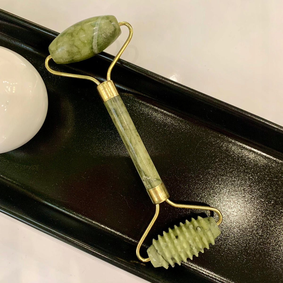 Jade Face Massager Neck Roller Double Roller Smooth Corrugated EAN (GTIN) 5903991641236