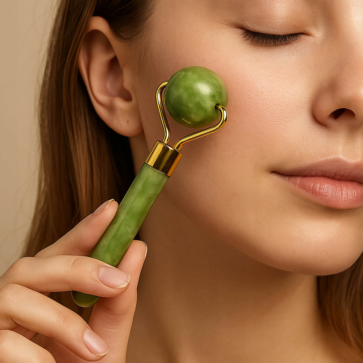 Jade massager roller for face massage neck under eyes stone gua sha 3in1 Medical device no