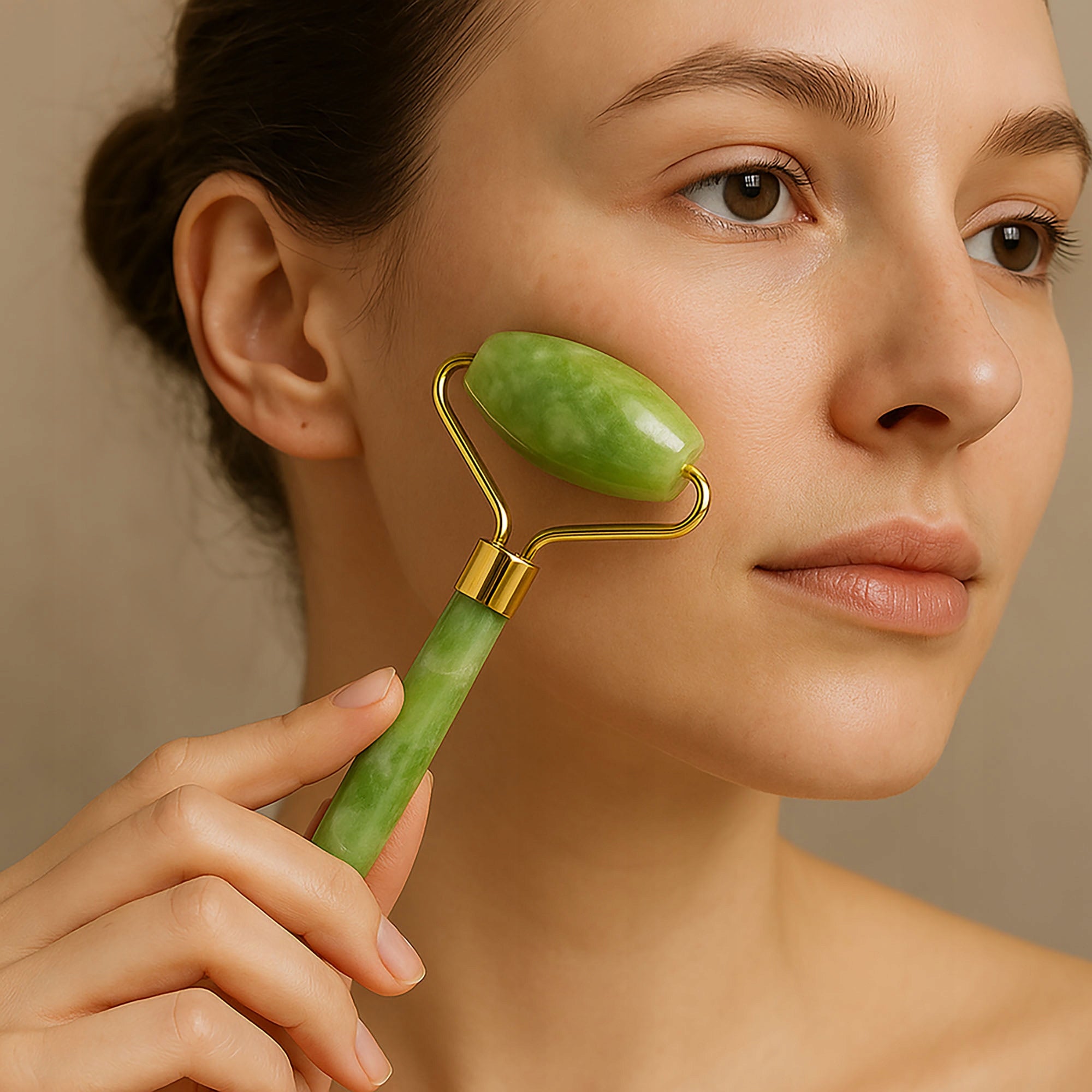 Jade massager roller for face massage neck under eyes stone gua sha 3in1 Packaging status original