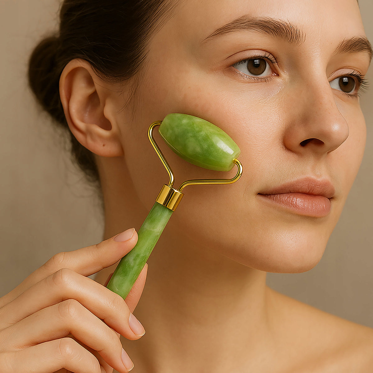 Jade massager roller for face massage neck under eyes stone gua sha 3in1 Packaging status original