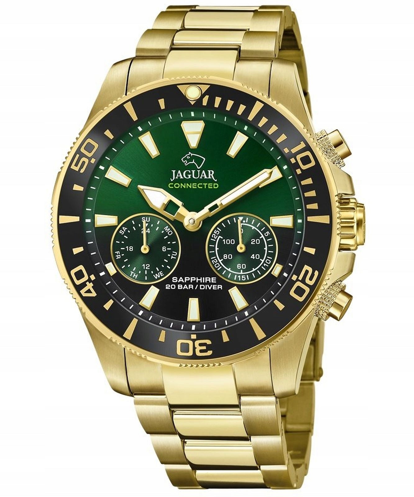 Jaguar mens watch stainless steel gold Jaguar Connected wristwatch UJ899/5