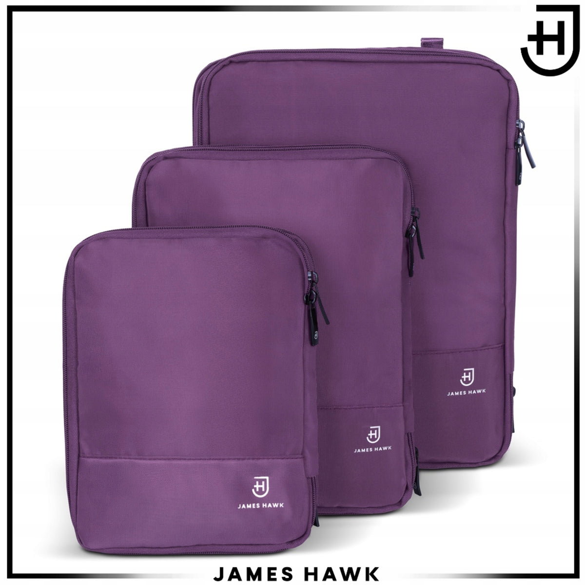 James Hawk Packing Cubes Travel Organizers 3 Pack Packaging status original