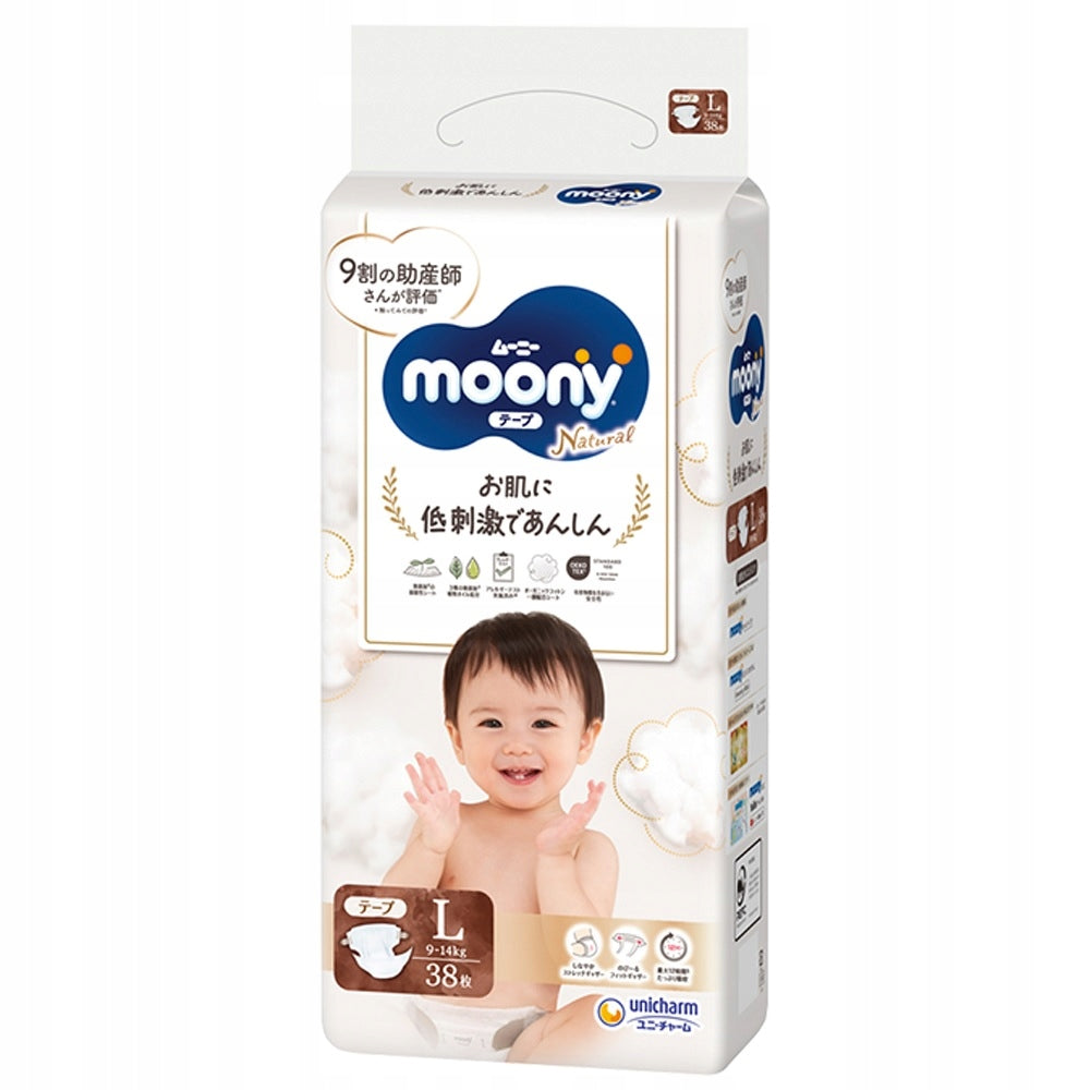 Japanese Diapers Moony Natural L 9-14kg 38pcs