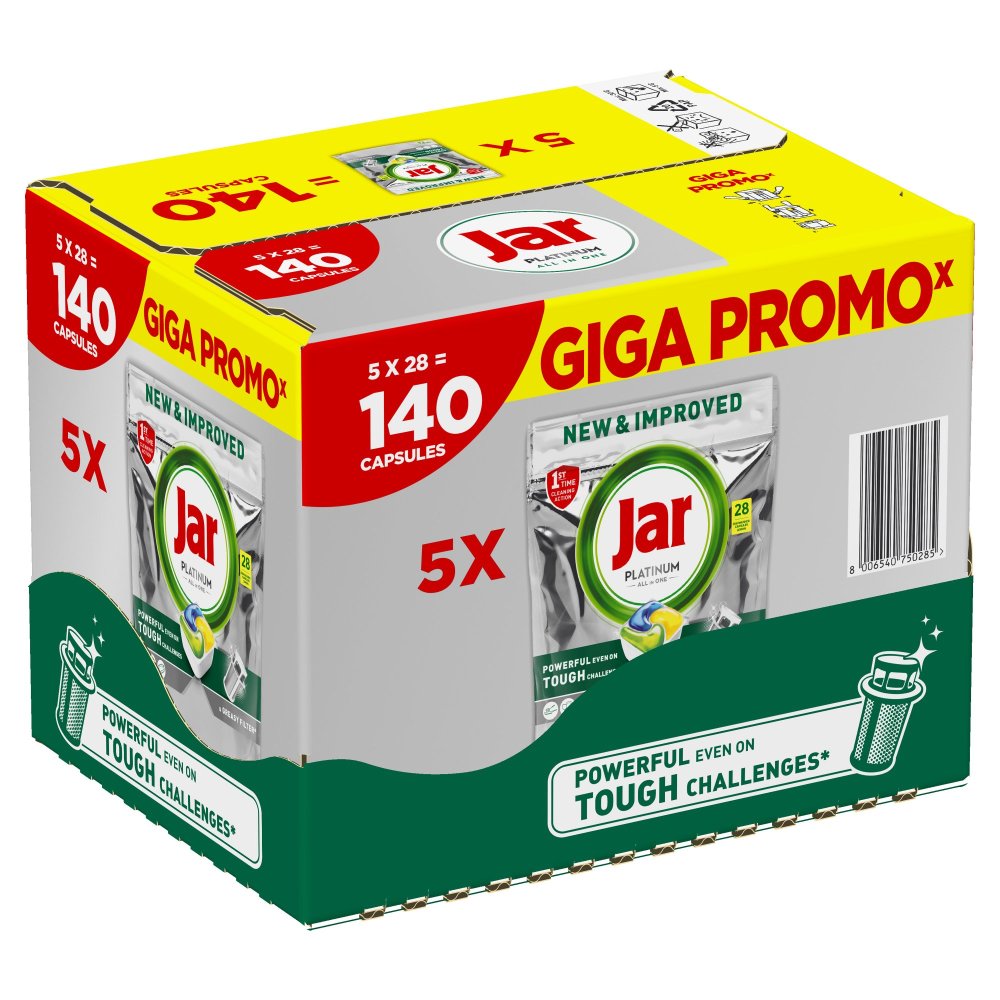 Jar Platinum All in One Dish Tablets Lemon 140 Count
