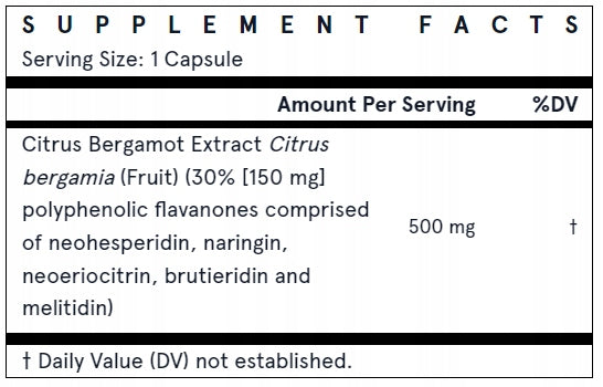 Jarrow Citrus Bergamot 500mg BERGAMOT GLUCOSE METABOLISM Packaging status original