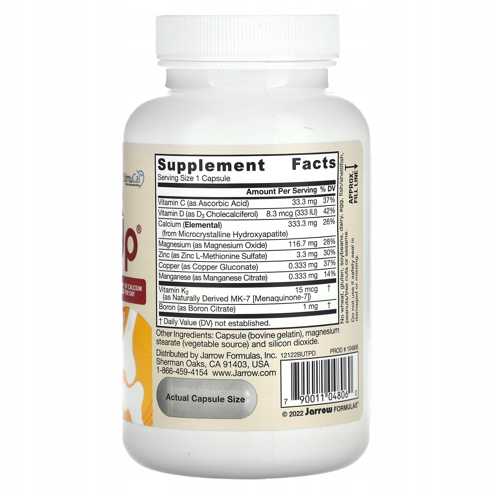 Jarrow Formulas, BoneUp 3 daily, 1000 mg, 90 capsules Brand Jarrow Formulas