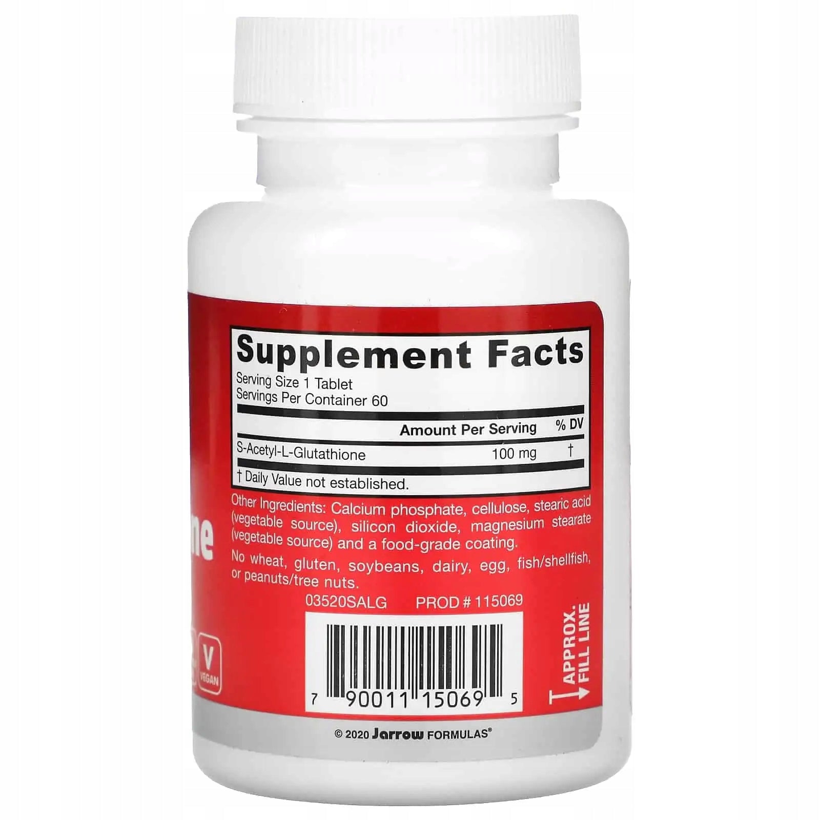 Jarrow S-Acetyl L-Glutathione 100mg GLUTATION DETOX 60tab Manufacturer code 733739029324