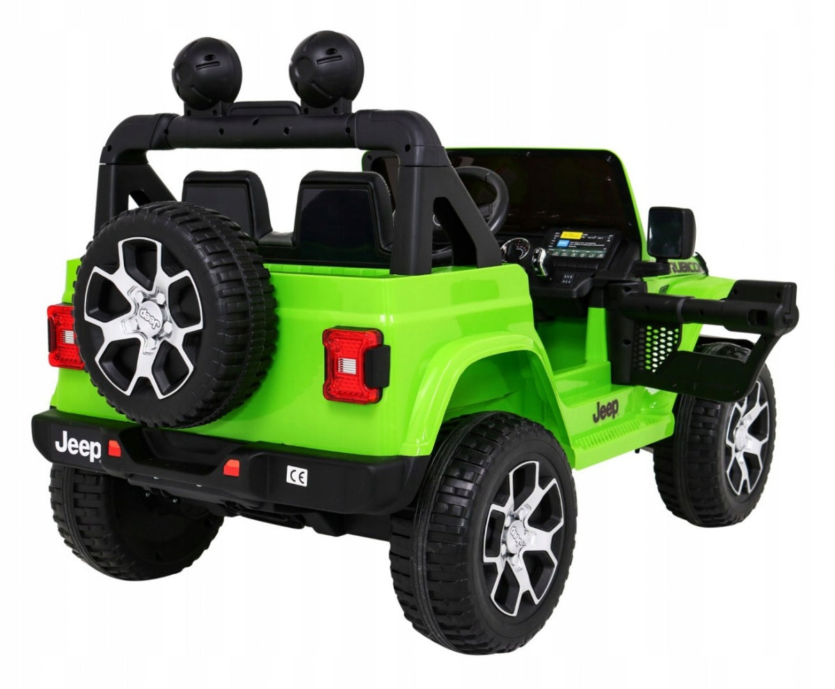 Jeep Wrangler Rubicon Rechargeable Battery for Kids Green Pilot Radio MP3 Vehicle width 70 cm