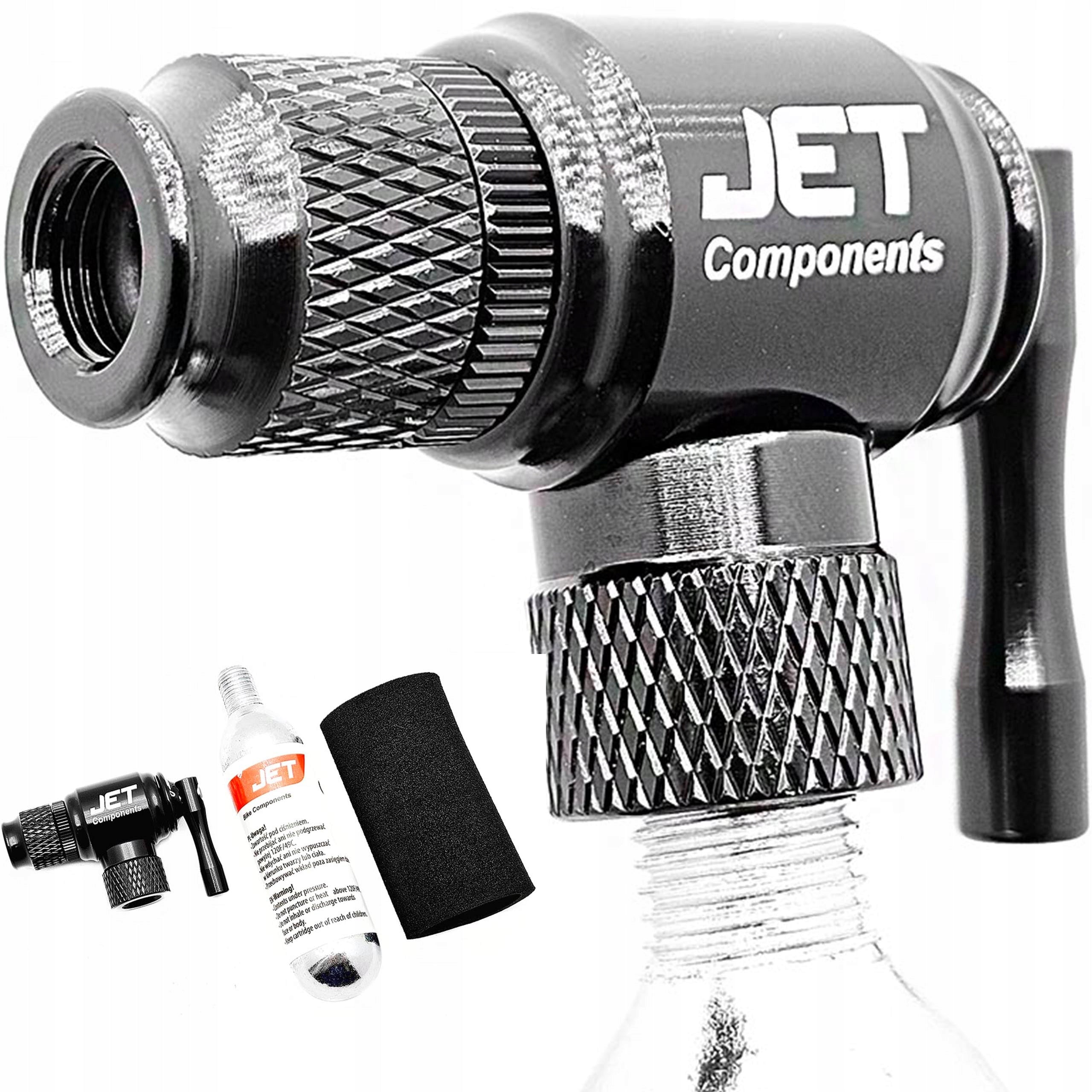 Jet CO2 bicycle pump presta auto FV AV + cartridge with 16g thread