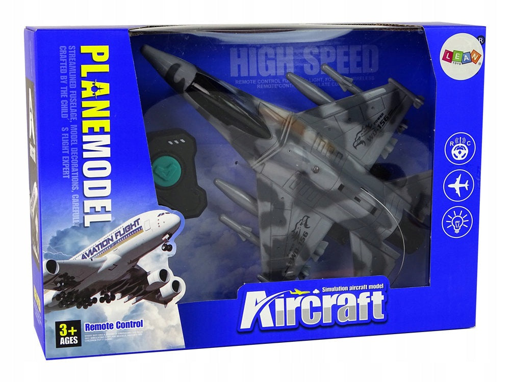 Jet Military Fighter Aircraft Remote Controlled RC Grey Lights Kind driving