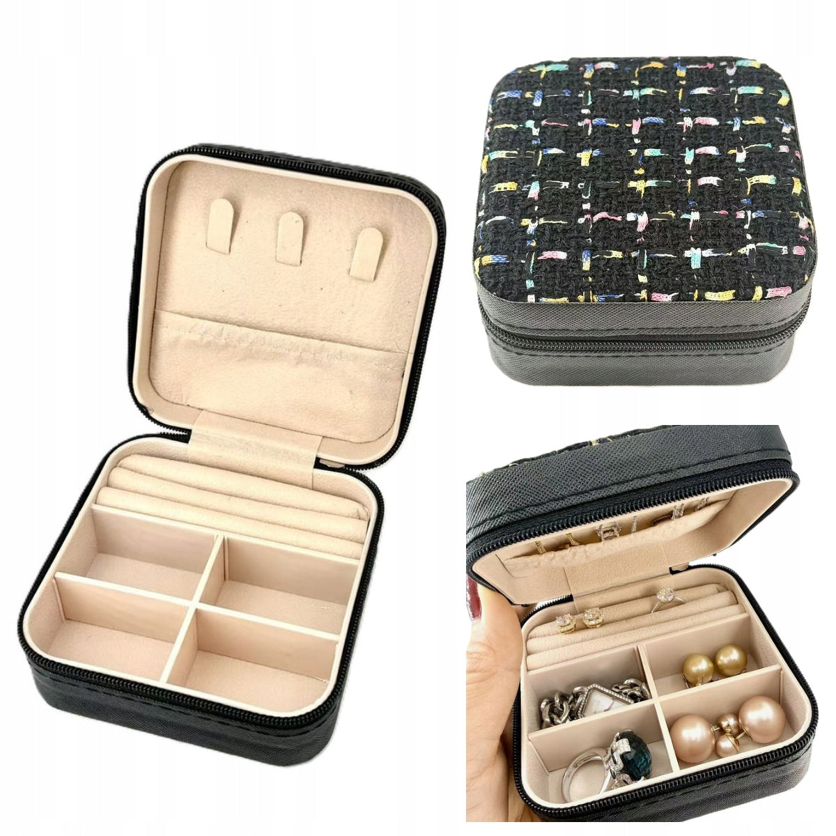 Jewelry Organizer Travel Case Box Puzderko Small Black