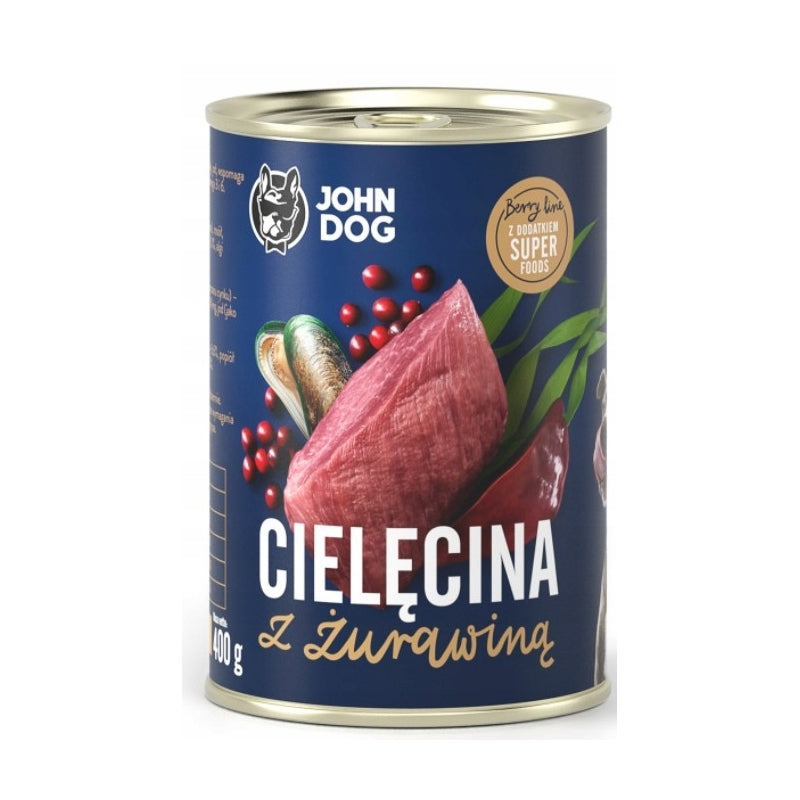 John Dog BERRY LINE Veal with Cranberry Wet Dog Food Can 400g EAN (GTIN) 5903246844696