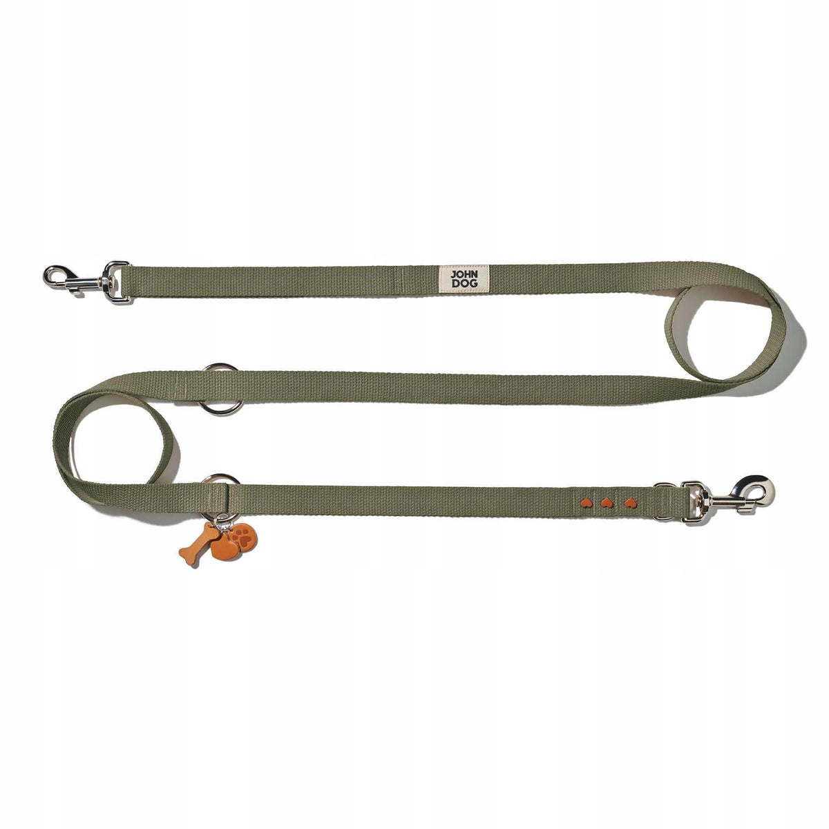 John Dog Manifest leash for dog olive 1,5 cm