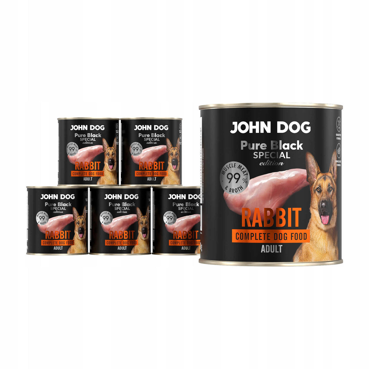 John Dog Pure Black Special Edition Wet Dog Food Rabbit 6x800g