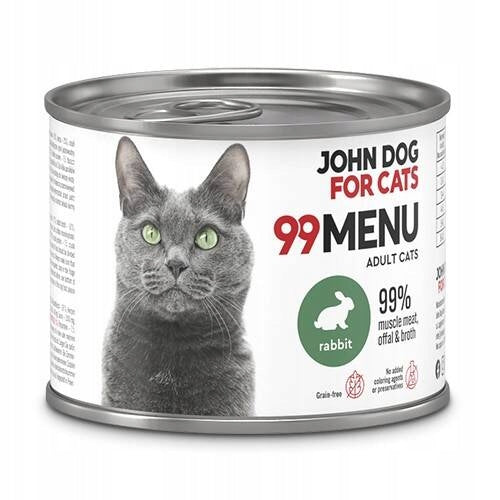 John Dog for Cats 99 Menu Wet Cat Food with Rabbit 200g