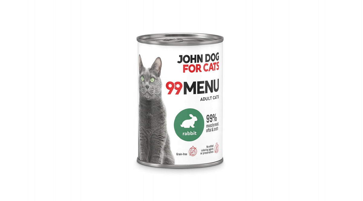 John Dog for Cats Wet Food 99 MENU for Cat Rabbit 400 g