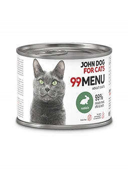 John Dog for Cats Wet Food 99 MENU for Cat Rabbit 6x200 g Brand John Dog for Cats