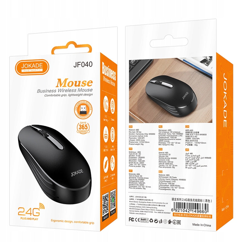Jokade JF040 1200 DPI Wireless Optical Mouse 2.4 GHz Black Office