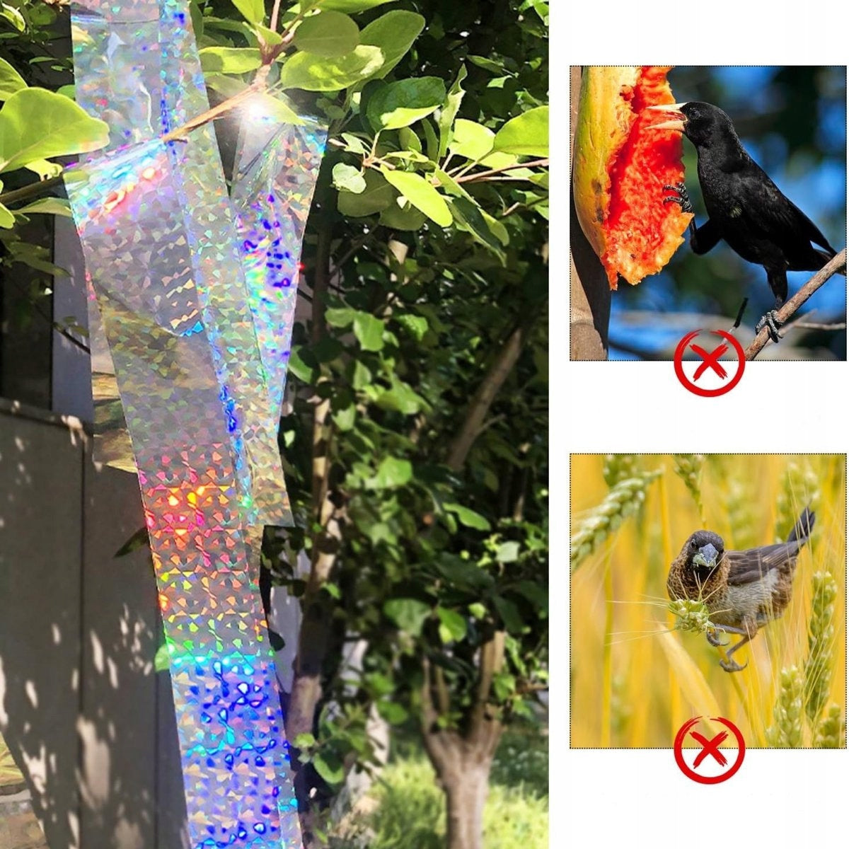 Jooier Bird Repellent Tape 80m Reflective UV-Resistant & Tree Scare Film Packaging status original