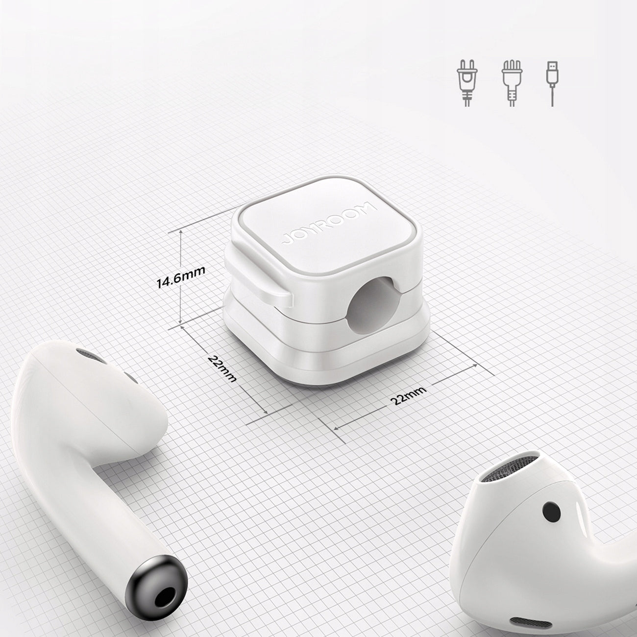 Joyroom Cable organizer Joyroom JR-ZS368 magnetic - white (6 pcs.) Certificates of conformity CE