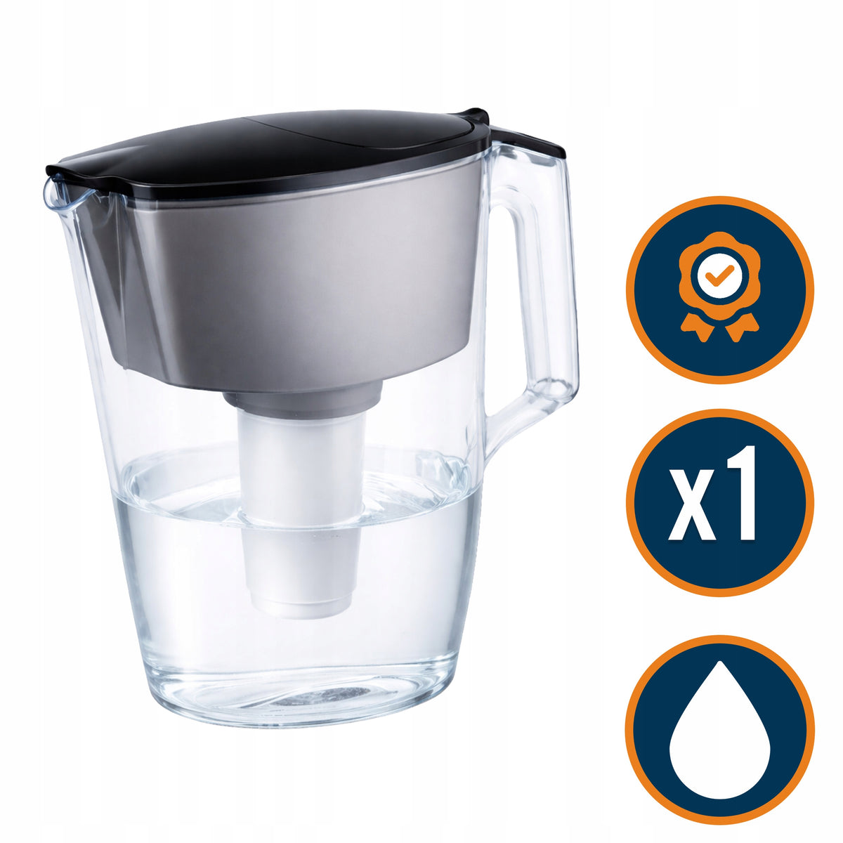 Jug Aquaphor Standard 2.5L + Cartridge B15 Black Effective Water Filtration Packaging status original