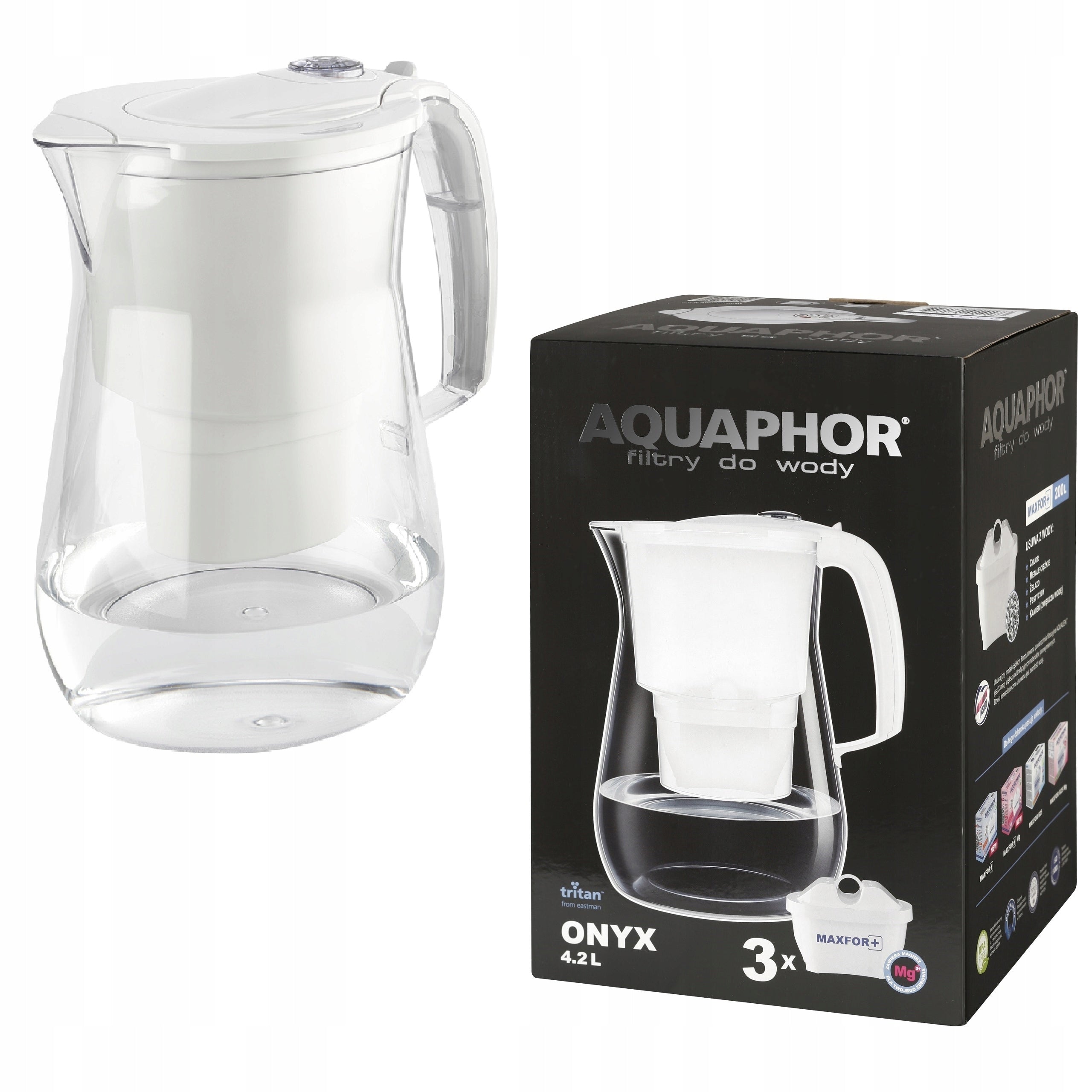 Jug with filter Aquaphor Onyx 4,2L Large + 10 Maxfor Magnesium Cartridges Brand Aquaphor