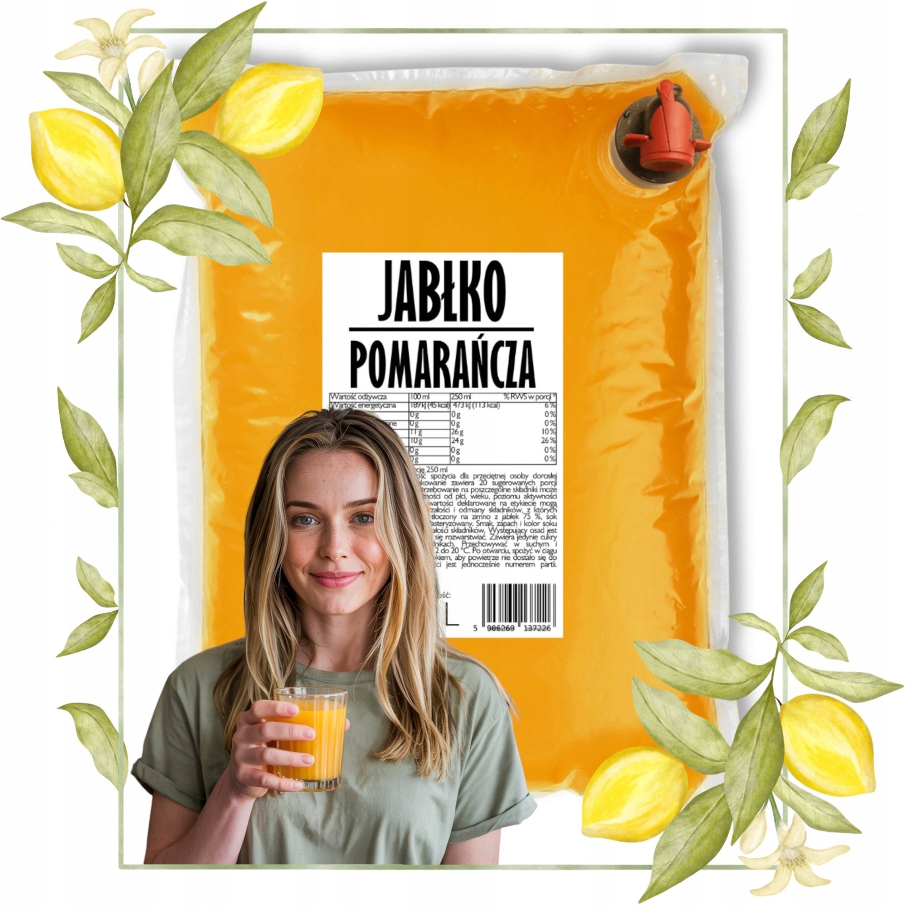 Juice Apple Orange 100% NFC No Additives 5l Manufacturer code Sok Jabłko Pomarańcza 100% NFC 5l