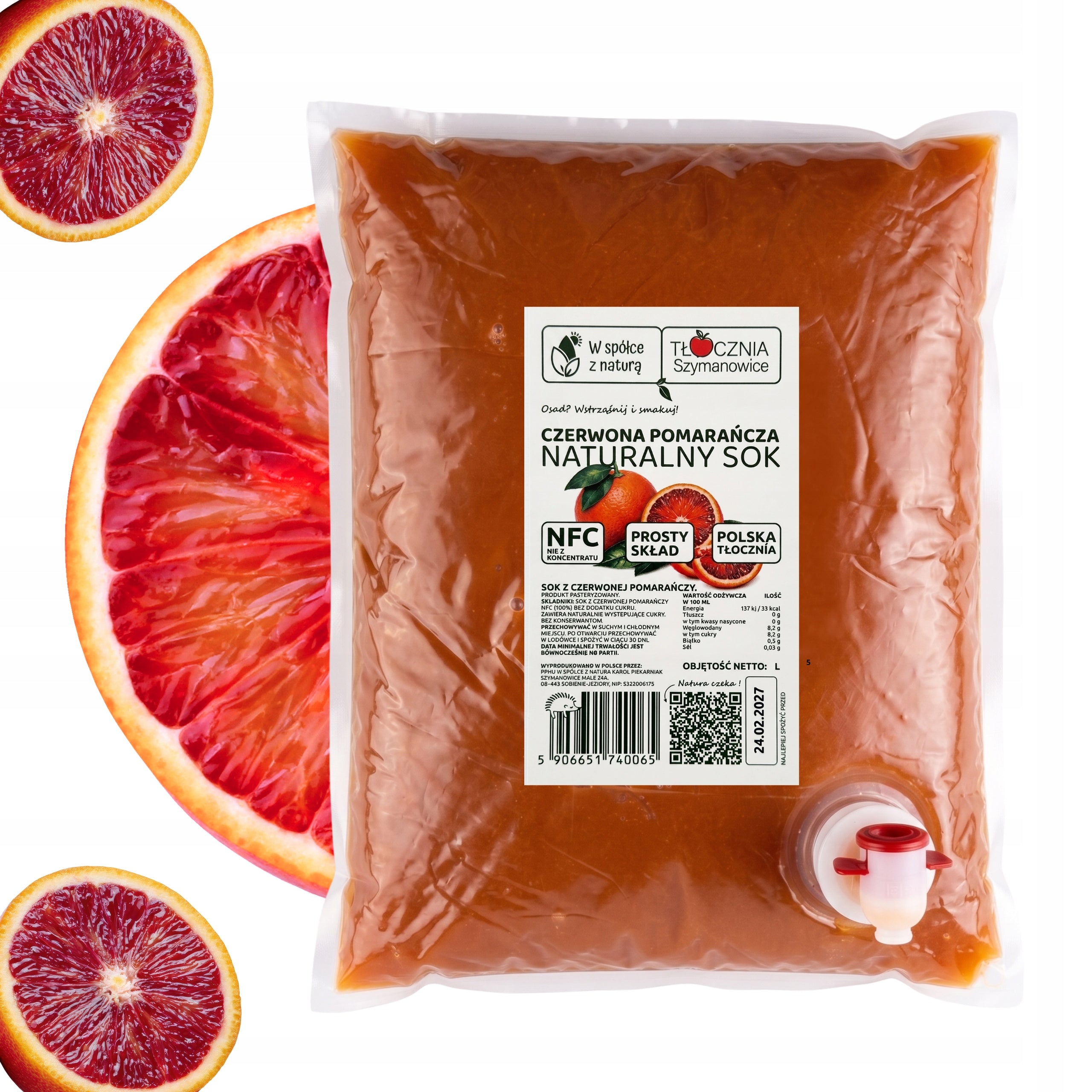 Juice Red Natural Orange Cold Pressed Tłocznia Szymanowice 3l