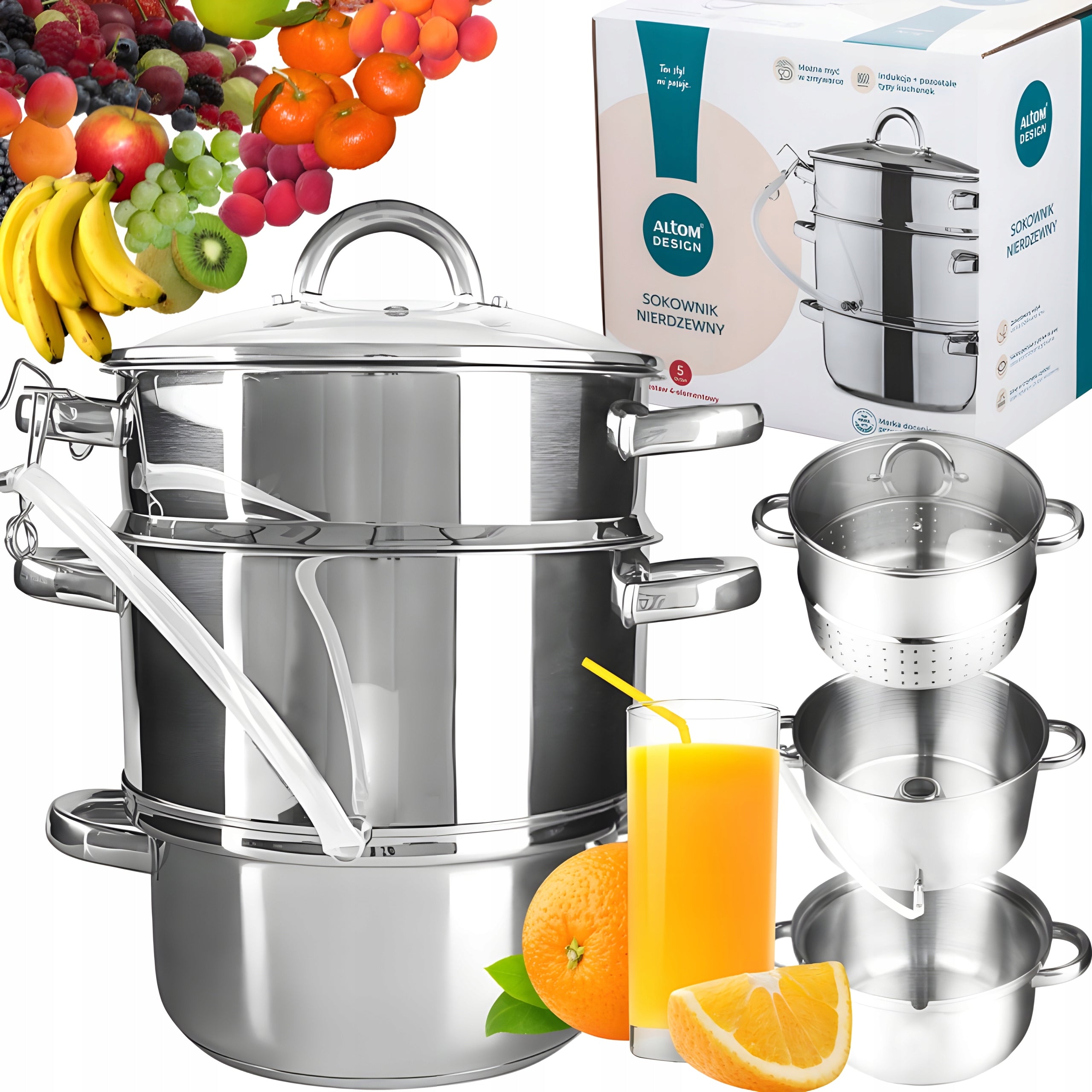 Juicer 5 l stainless steel steam pot induction gas Altom Design