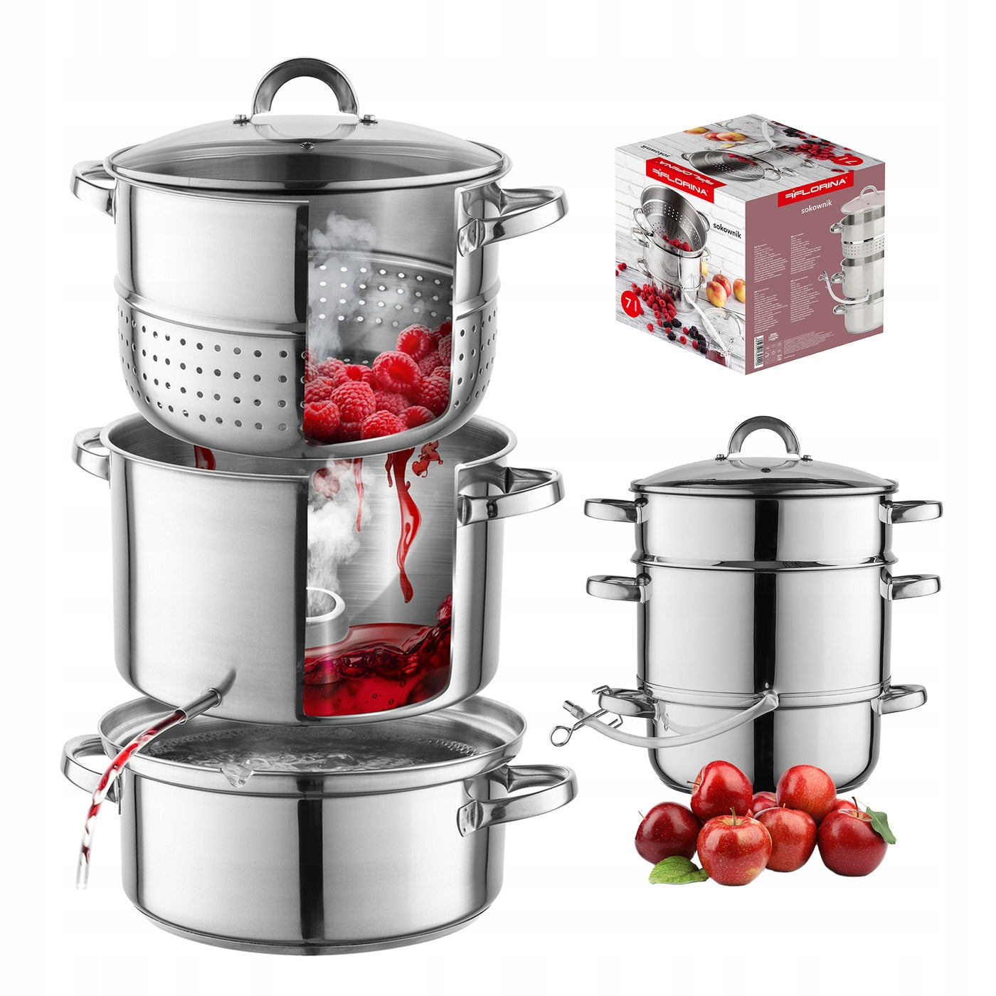 Juicer Florina 7L Stainless Steel For Induction Gas With Glass Lid Manufacturer code 50M-SOK-AA/ECOM