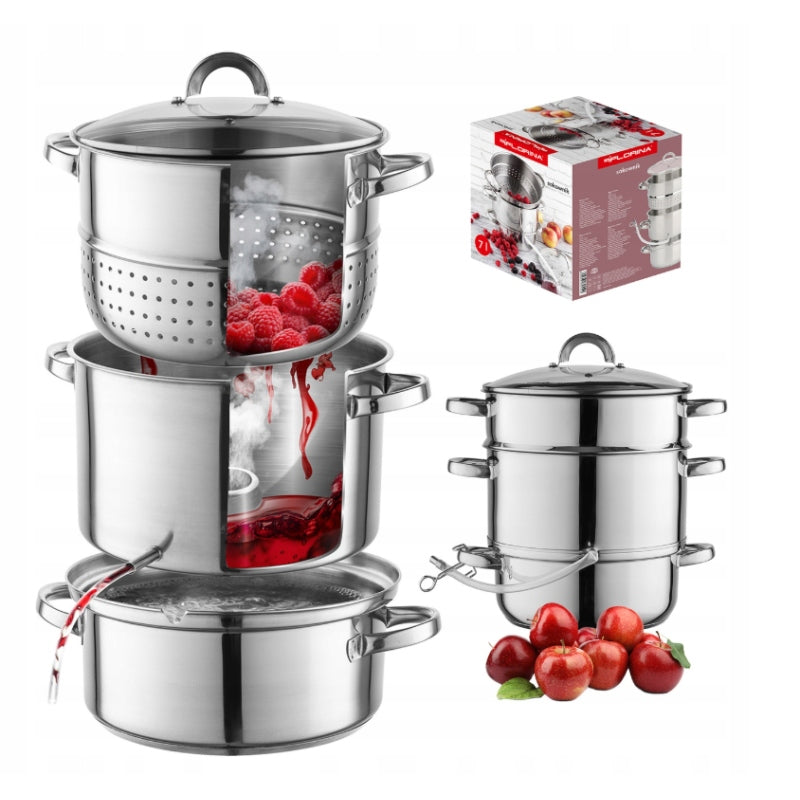 Juicer Florina 7L Stainless Steel For Induction Gas With Glass Lid