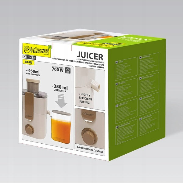 Juicer for vegetables and fruits 700W MAESTRO MR-800 Dominant color beige/brown