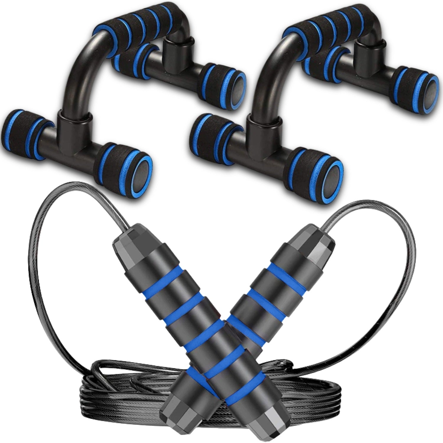 Jump Rope Adjustable and Push-Up Holder Fitness Set CALISTENIKA CrossFit