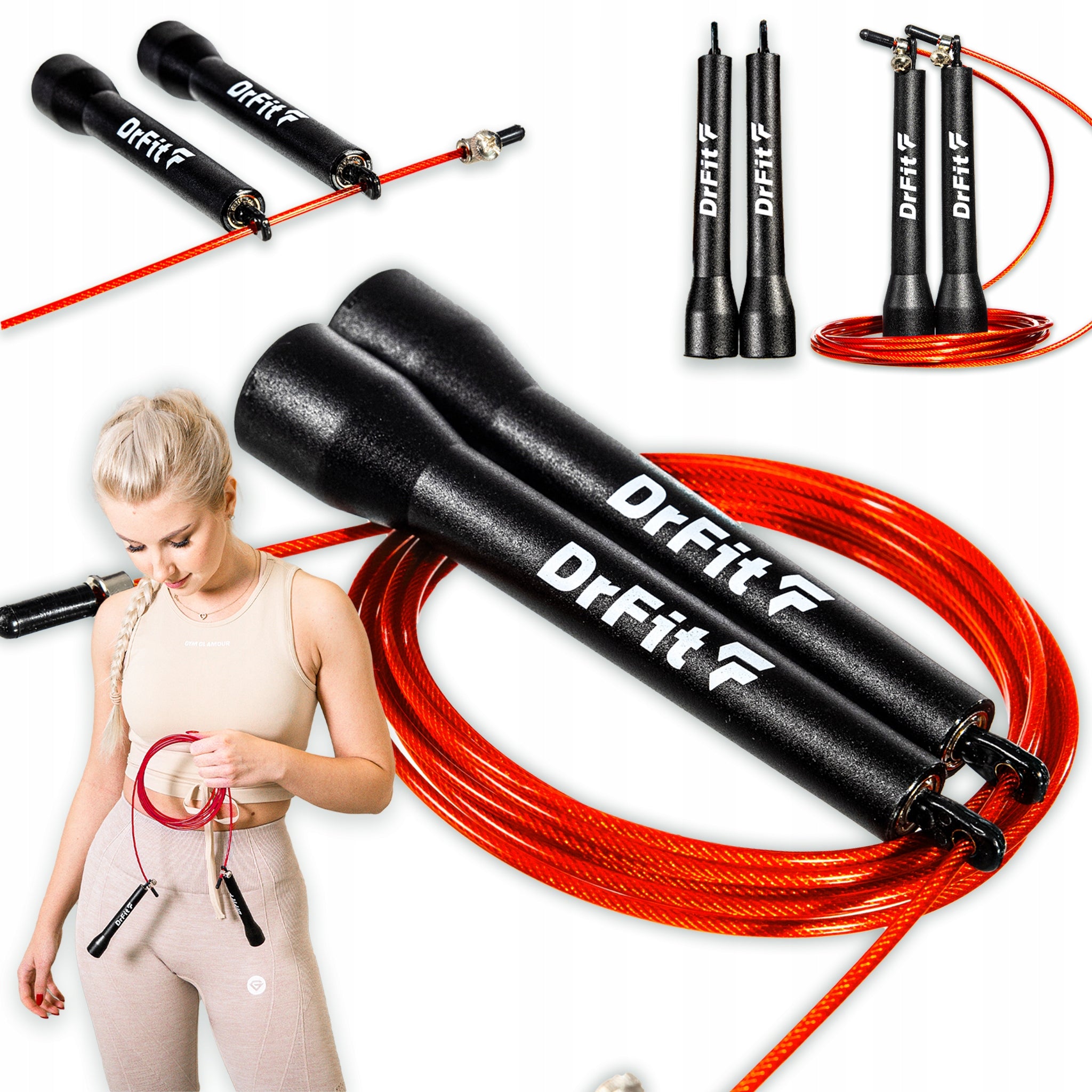 Jump Rope Adjustable with Bearings Fitness Training Cardio Rope 3 m DrFit