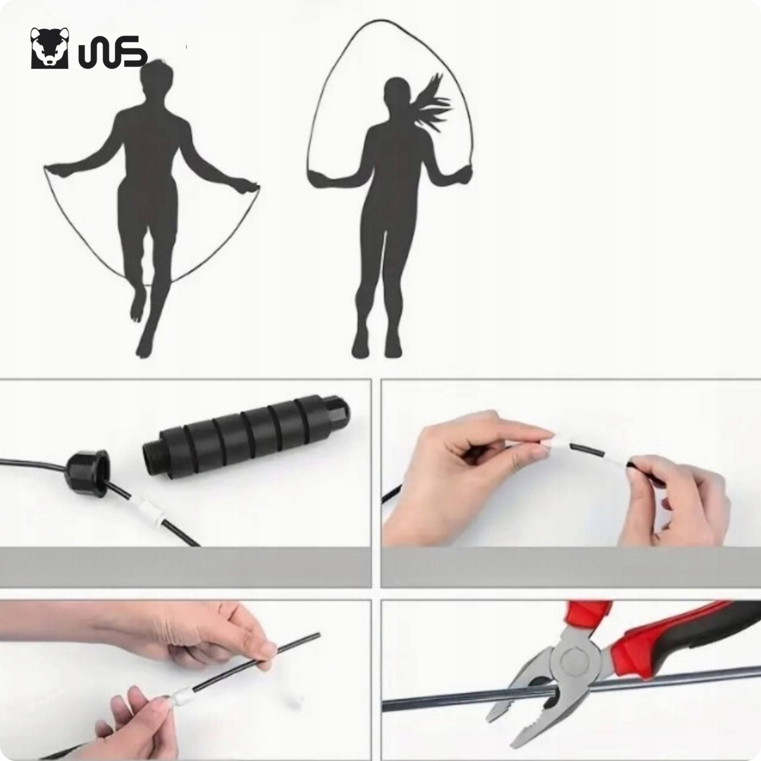 Jump Rope Professional Boxing Training Adjustable 280 cm Fitness Color black