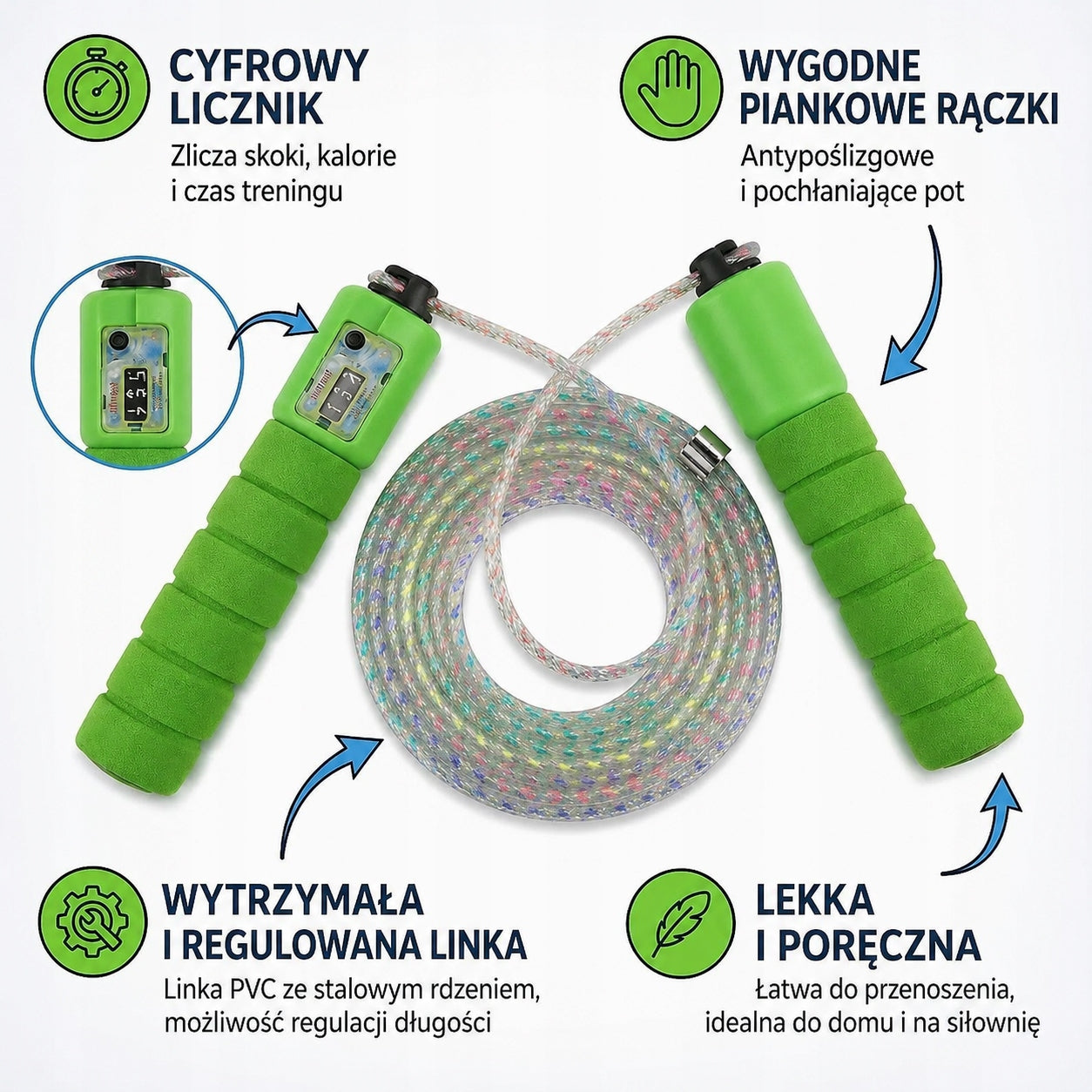 Jump Rope with Counter 250 cm Fitness Training Sports Mix of Colors Manufacturer code 6932489793118